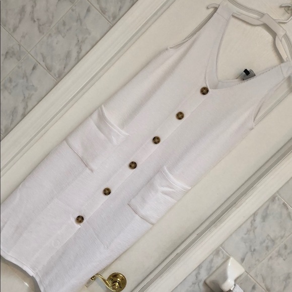 RIBBED WHITE MIDI DRESS - Picture 5 of 6